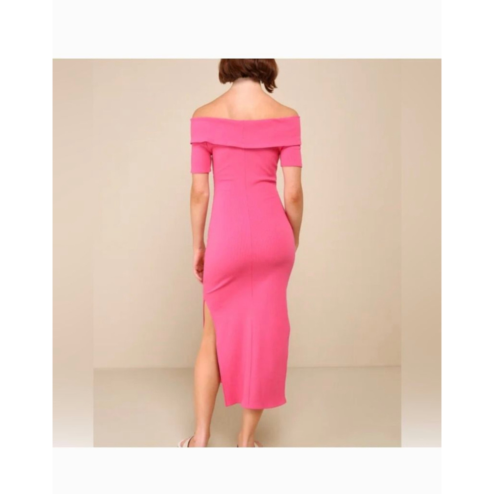 Lulus Pink Off-the-Shoulder sz XL ribbed diva princess wedding Midi Dress - Picture 4 of 9